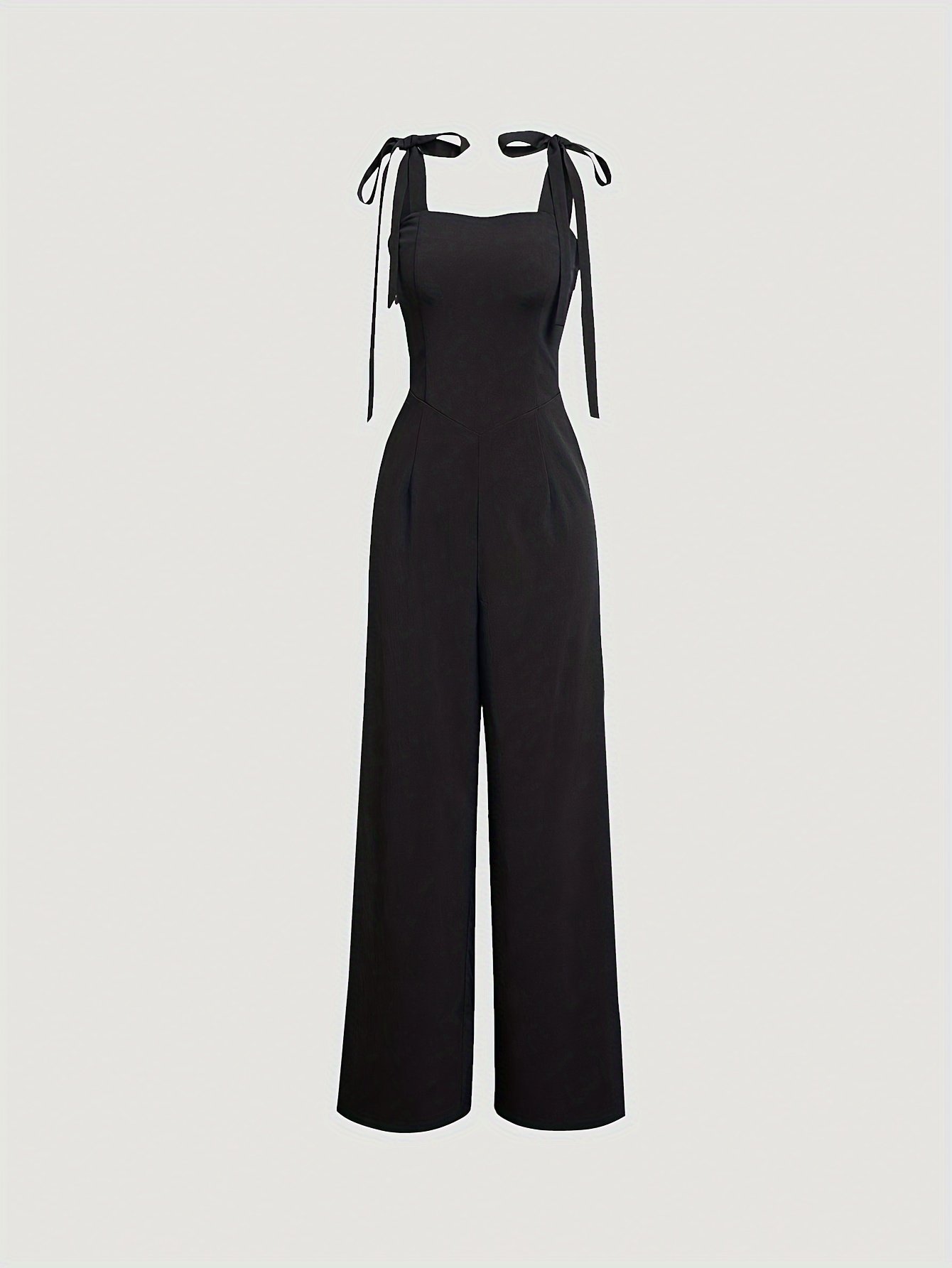 Knot Strap Wide Leg Jumpsuit, Casual Sleeveless Jumpsuit For Spring & Summer, Women??s Clothing - Image 3