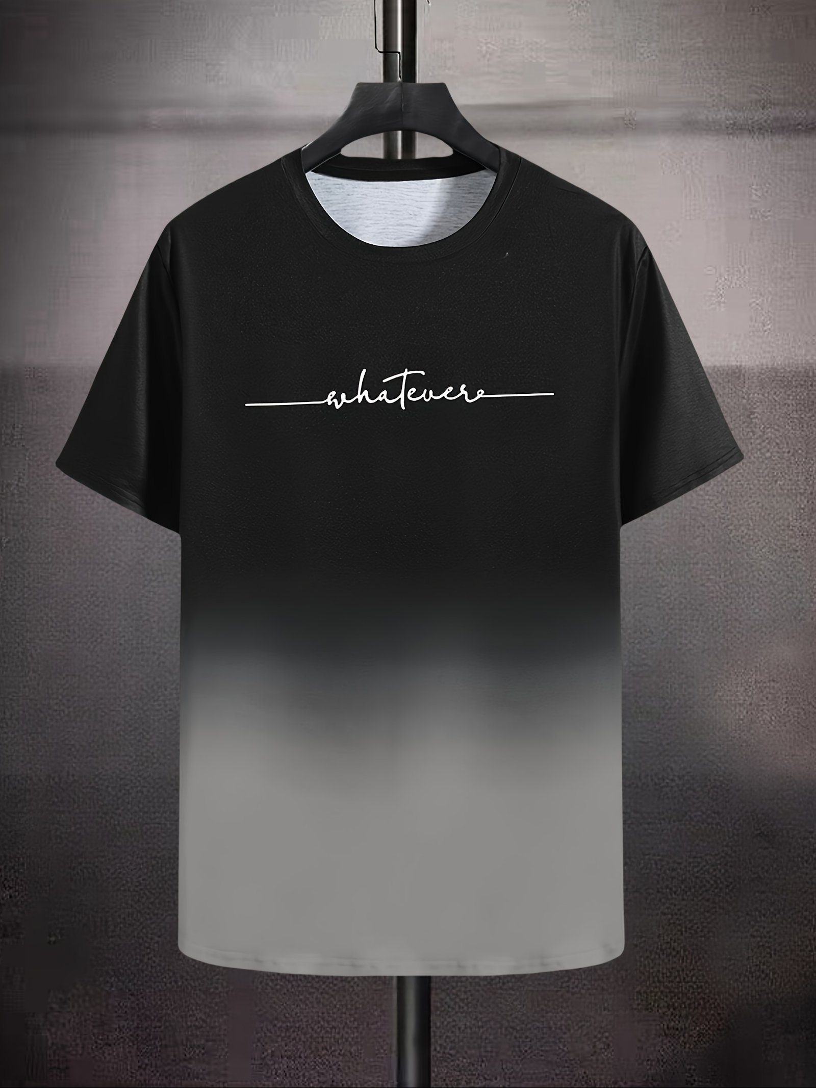 Gradient Style ??Whatever?? Pattern Print Men??s Comfy Chic T-shirt, Graphic Tee Men??s Summer Outdoor Clothes, Men??s Clothing, Tops For Men, Gift For Men - Image 10
