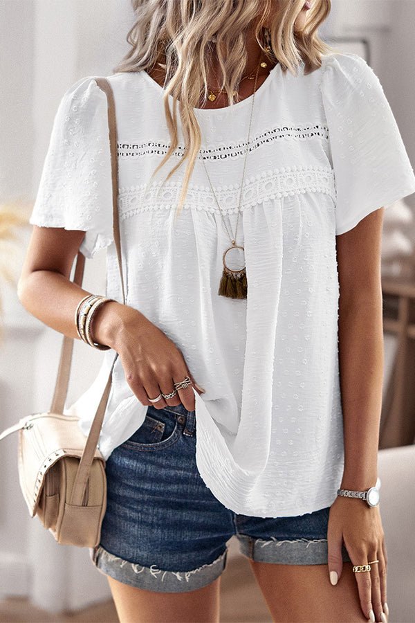 Solid Color Round Neck Casual Style Tops - Image 5