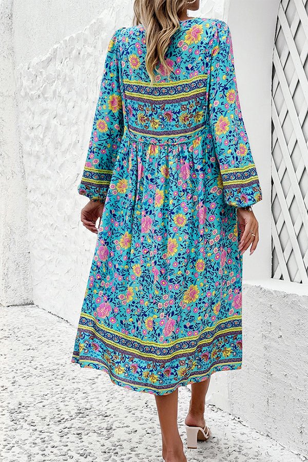 Bohemia Print Holiday Style Midi Dress - Image 4