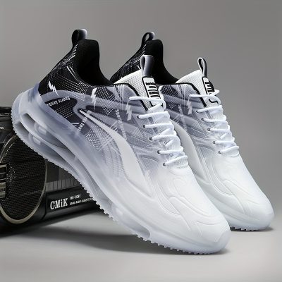 Men’s Trendy Street Style Running Shoes With Shock Absorbing, Comfy Non Slip Lace Up Durable Sneakers For Men’s Outdoor Activities