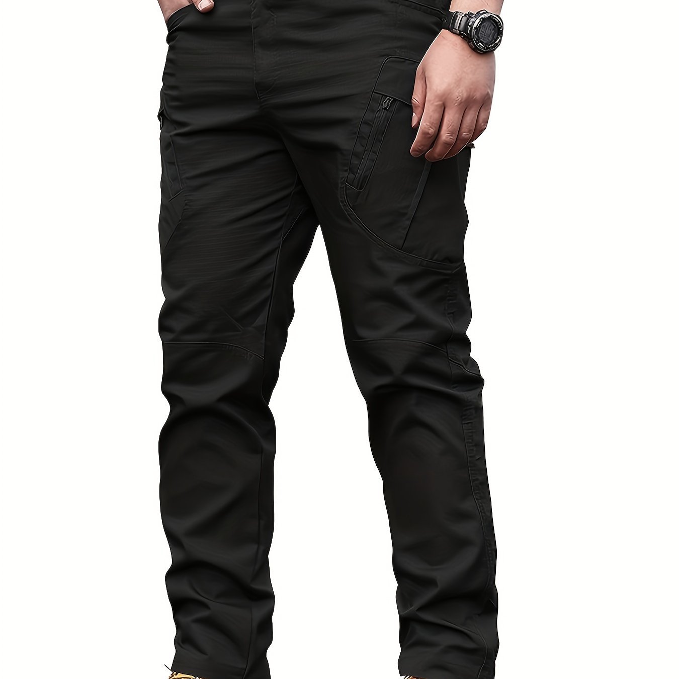 Multi Pocket Men’s Tactical Pants, Loose Casual Outdoor Military Pants Without Belt, Mens Cargo Pants For Hiking - Image 2