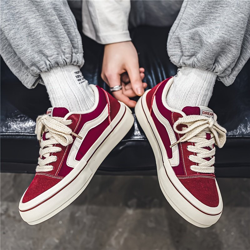 Men’s Classic Striped Trendy Skateboard Shoes Lace Up Non Slip Low Top Comfy Sneakers For Outdoor Walking Jogging Campus Street Holiday All Seasons - Image 5
