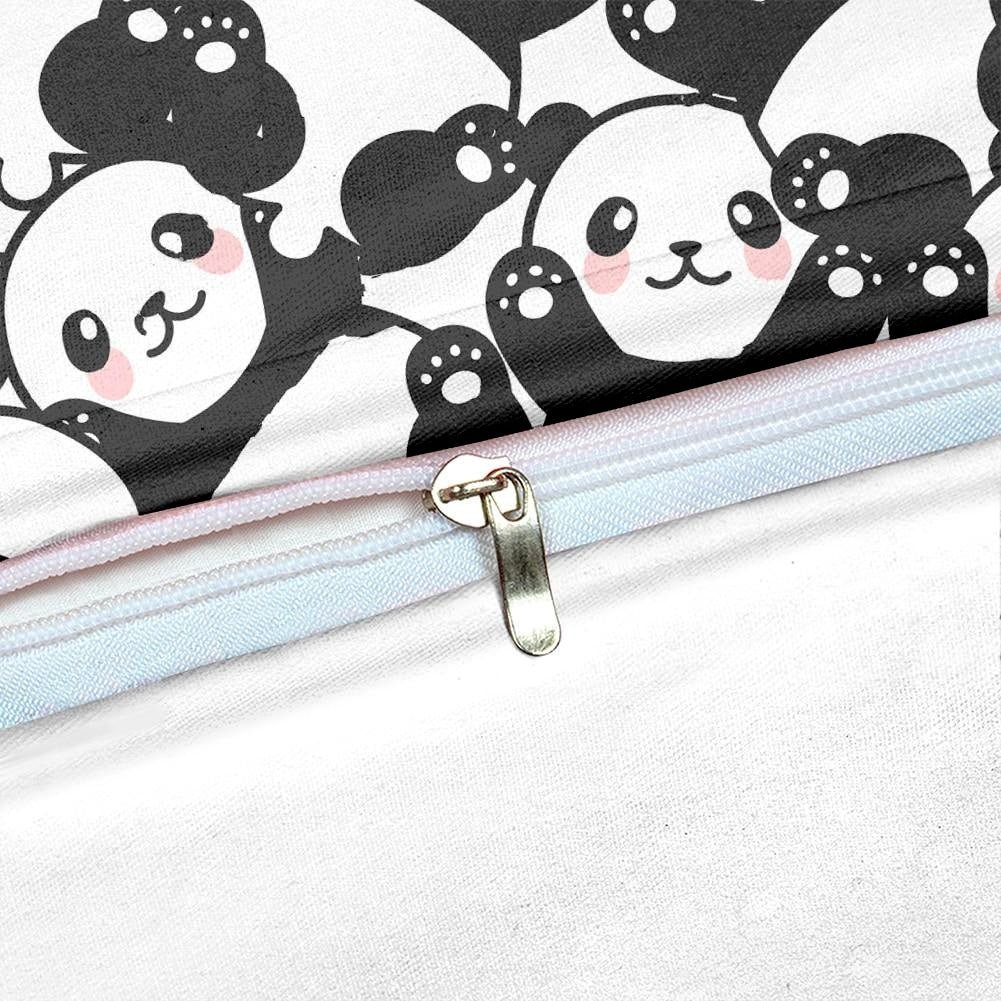 Black & White 3-Piece Cartoon Panda Pattern Duvet Cover Set - Image 3