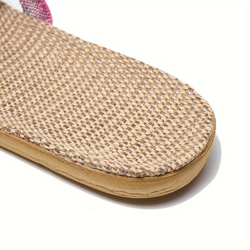 Summer Linen Sole Slides, Casual Open Toe Slip On Shoes, Comfortable Indoor Home Slides - Image 13