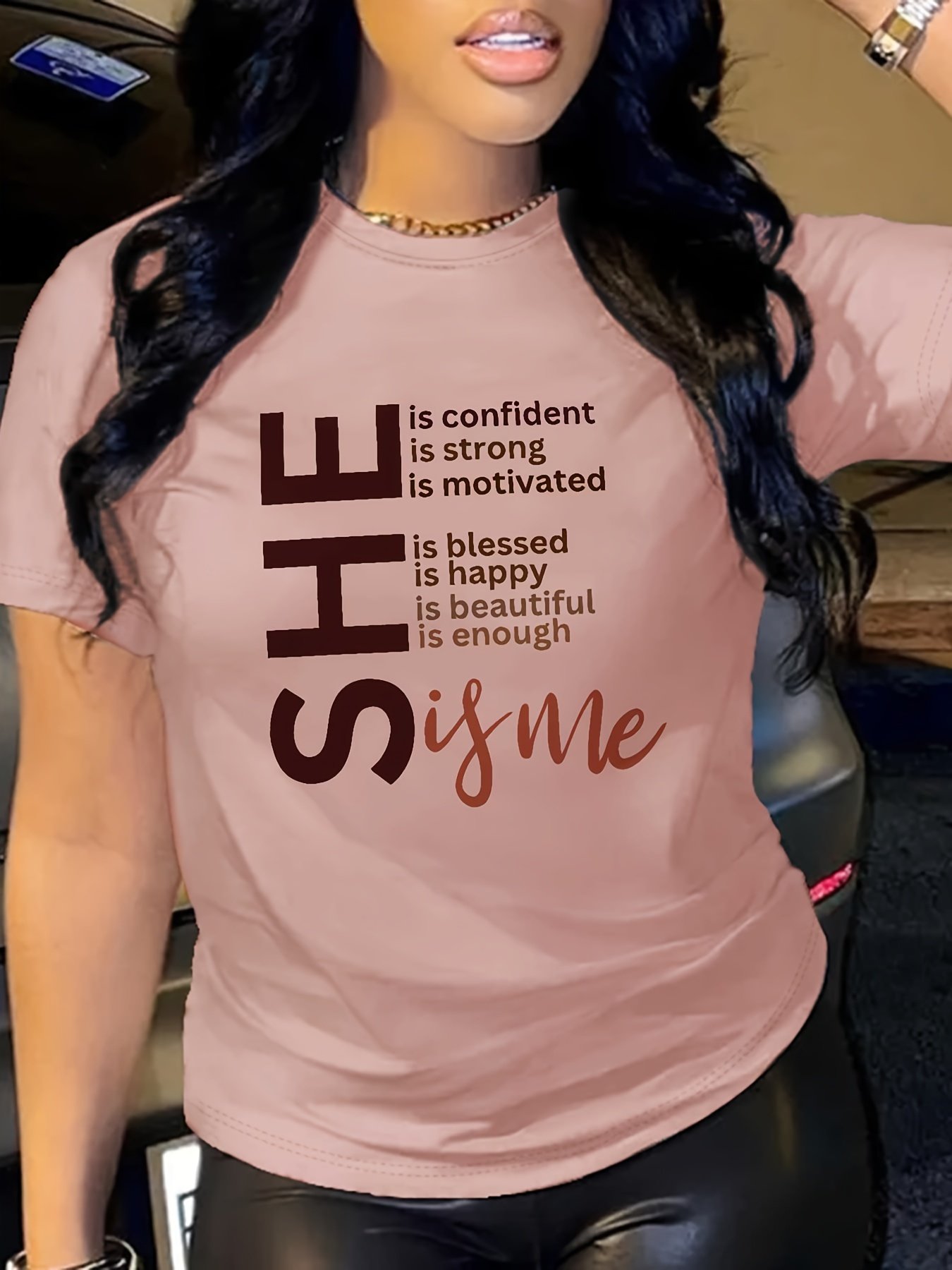Letter Print T-shirt, Casual Short Sleeve Crew Neck Top For Spring & Summer, Women??s Clothing