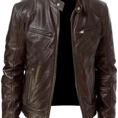 2023 Autumn And Winter New Zipper Cardigan Pocket PU Leather Small Stand Collar MotorcycleJacket Coat Men’s Coat