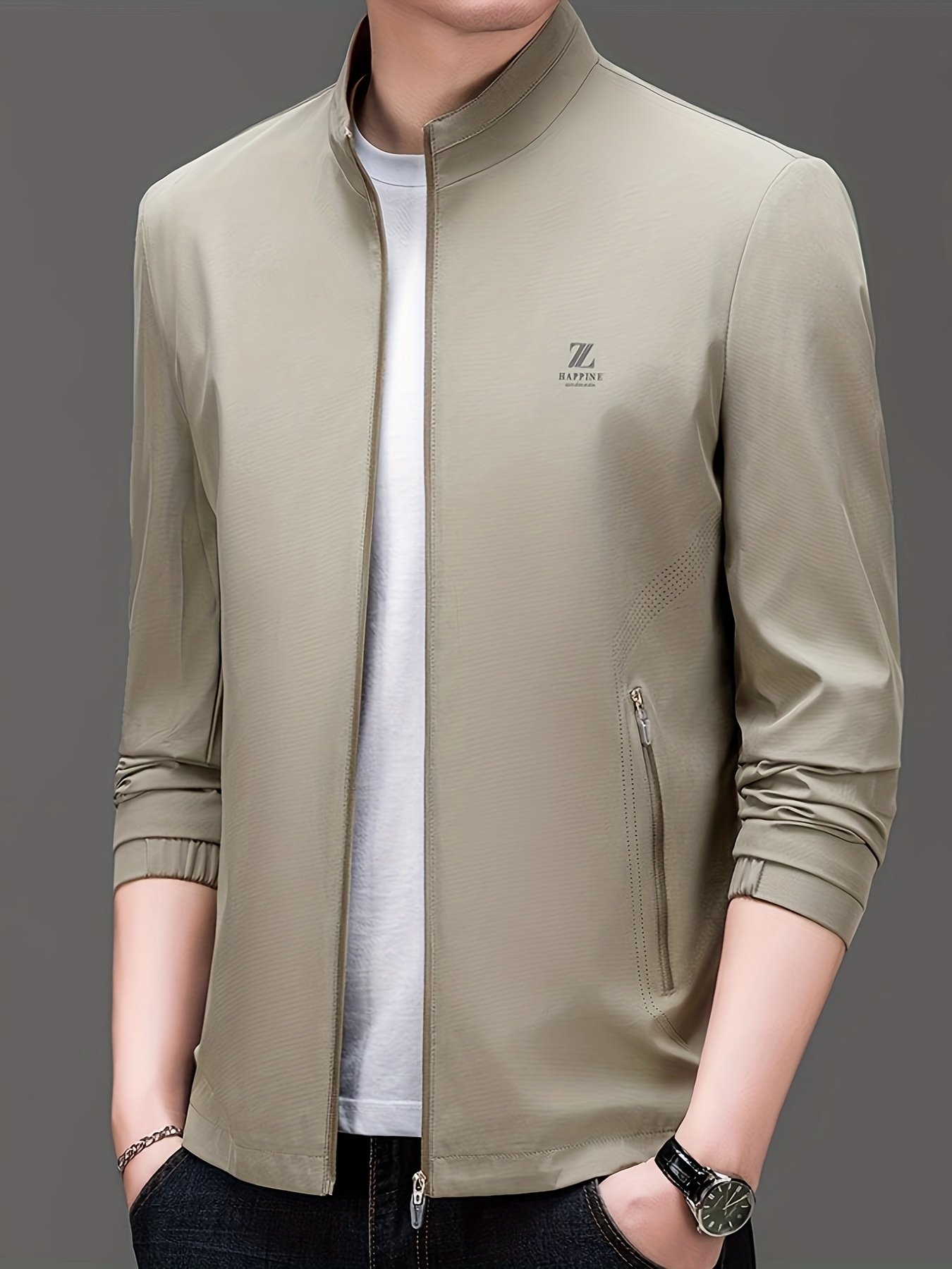 Men??s Solid Colour Lapel Jackets With Zipper, Comfy Casual Long Sleeve Business Style Tops For Men??s Outdoor Activities - Image 8