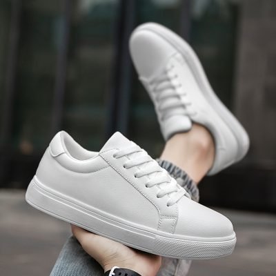 Men’s Sneakers, Solid Trendy Comfy Walking Skate Shoes, For Outdoor Walking, All Seasons