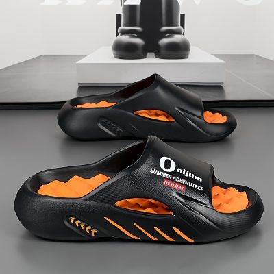 Unisex Trendy Colour Block Open Toe Breathable Slippers With Massage Grains, Comfy Non Slip Durable EVA Sole Slides For Men’s & Women’s Indoor Activities