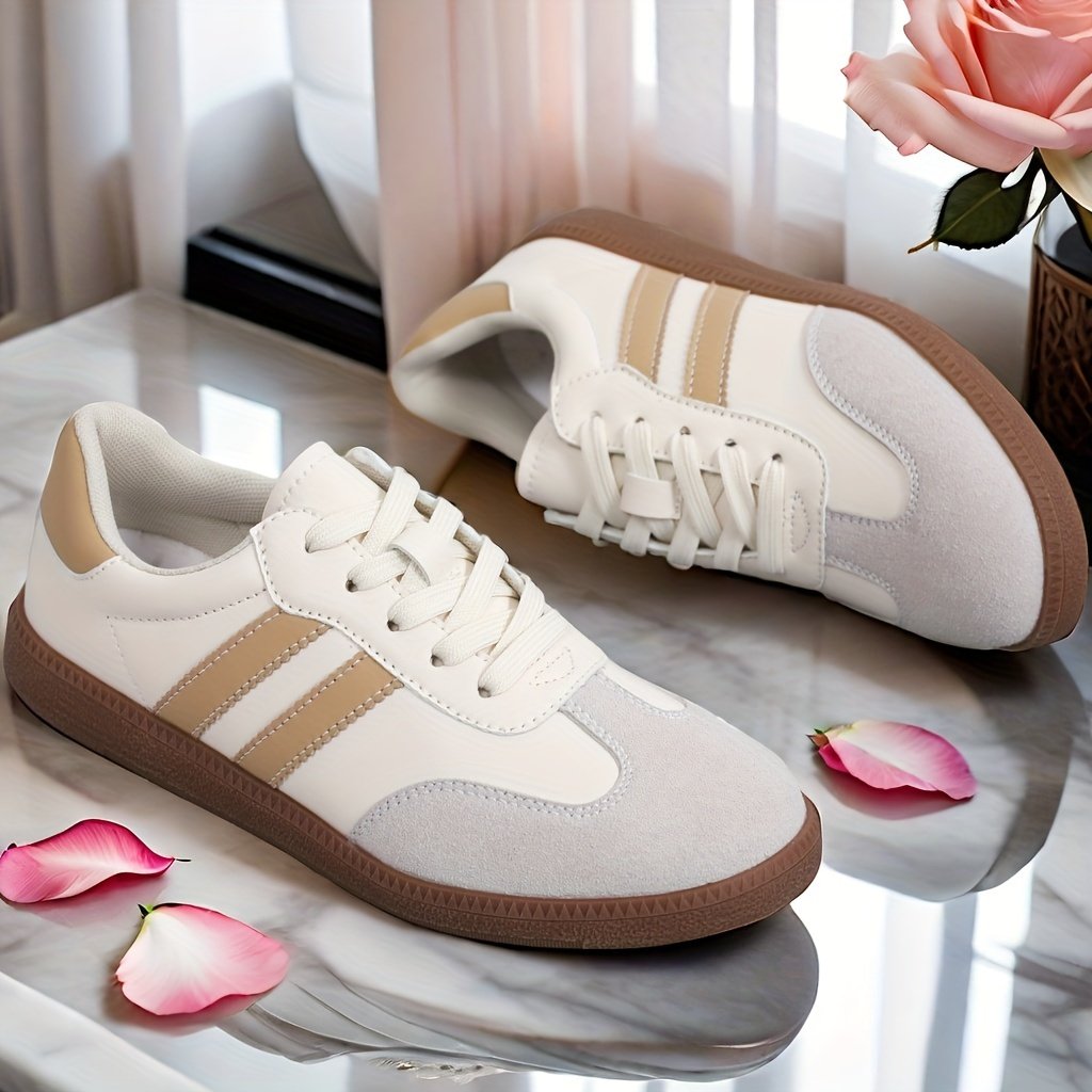Women’s Fashion Colorblock Sneakers, Lace-Up Low-Top Casual Skate Shoes With Soft Platform Sole, Durable Versatile For Walking And Everyday Wear - Image 7