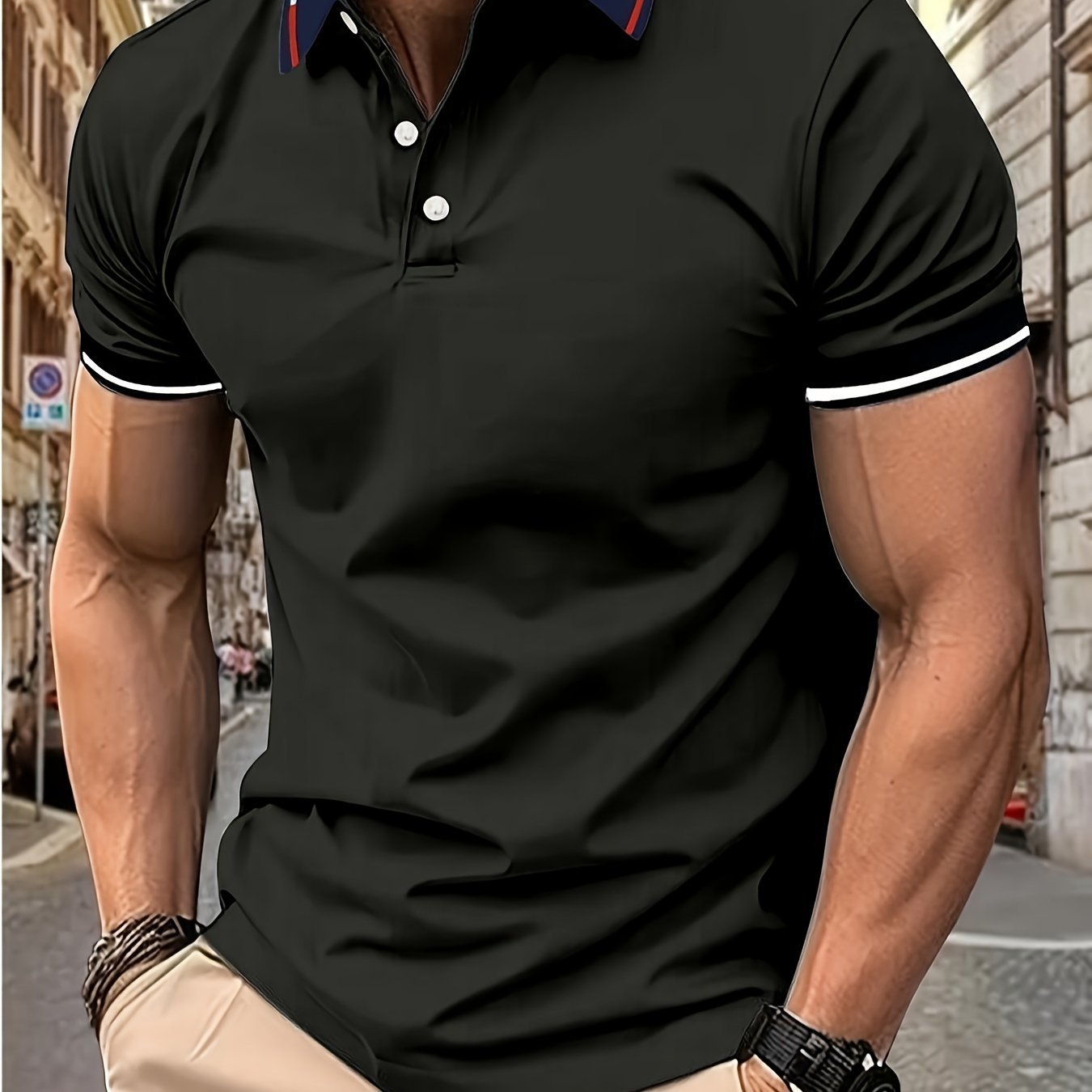 Breathable Contrast Binding Men’s Casual Short Sleeve Lapel Golf Shirt For Summer, Men’s Clothing - Image 11