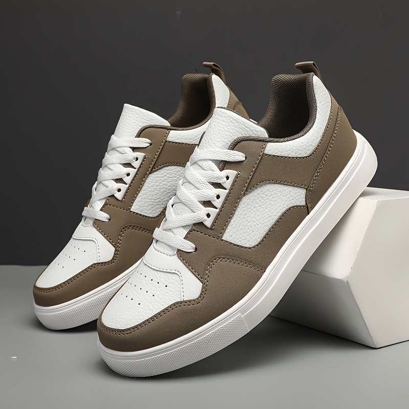 Men’s Old School Style Colour Block Skateboard Shoes, Comfy Non Slip Lace Up Breathable Sneakers For Men’s Outdoor Activities - Image 2
