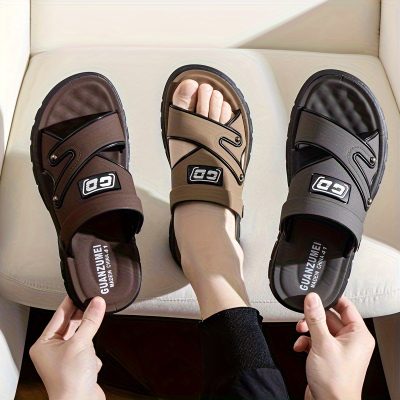 Men’s Alphabet Design Casual Dual-Purpose Sandals Slippers, Non-Slip Beach Shoes For Summer Outdoor