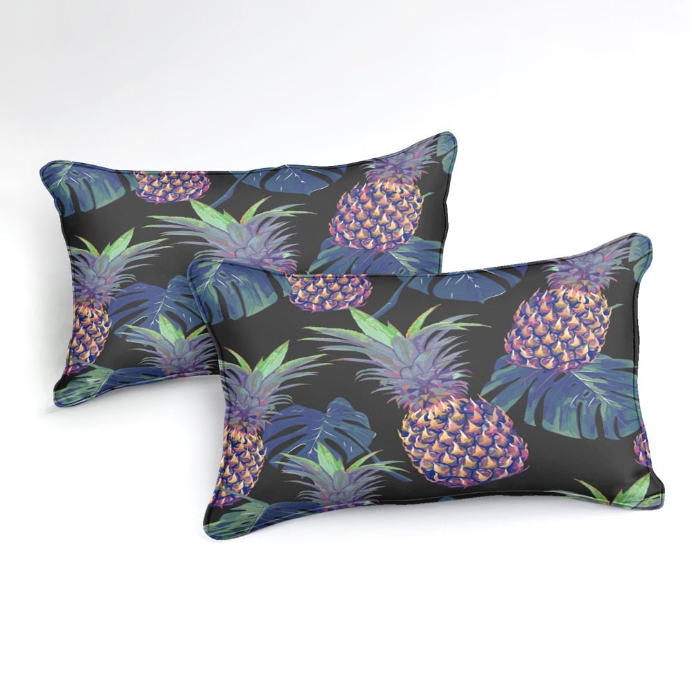 Black 2/3-Piece Fluorescent Pineapple Print Duvet Cover Set - Image 2