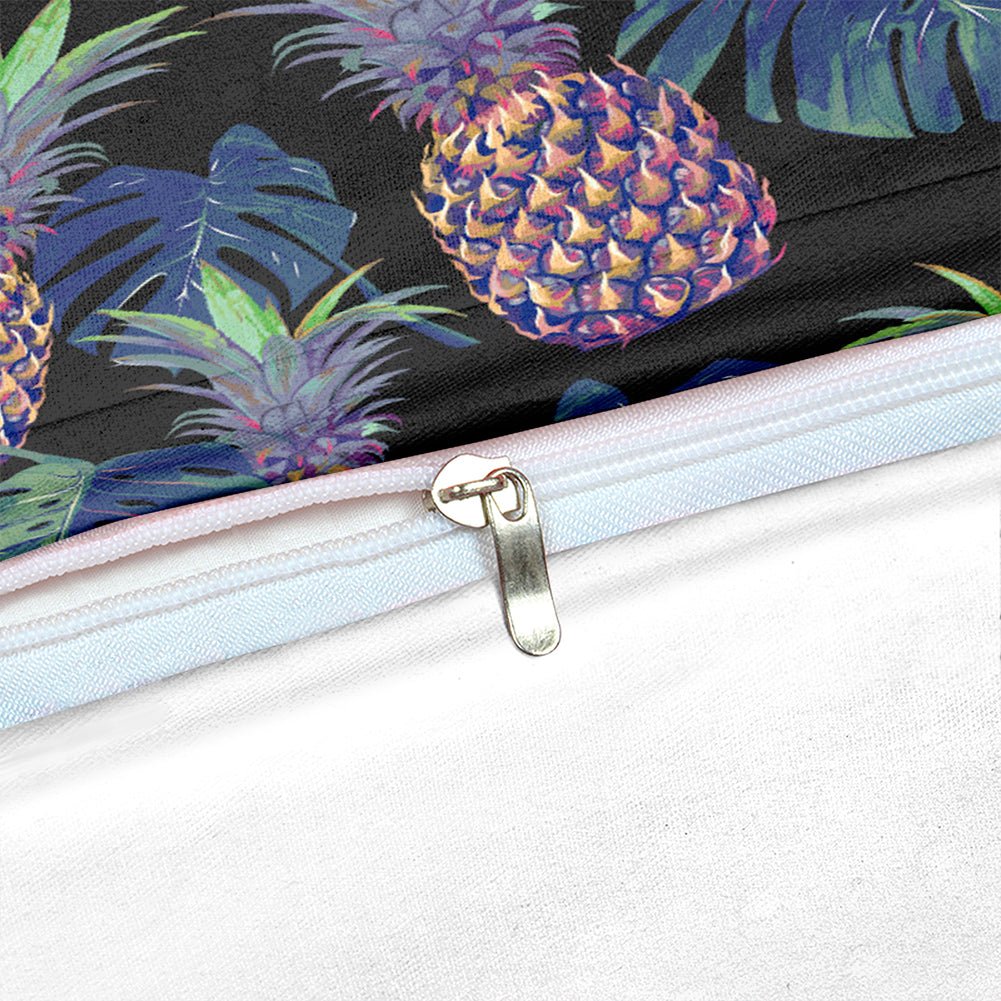 Black 2/3-Piece Fluorescent Pineapple Print Duvet Cover Set - Image 3