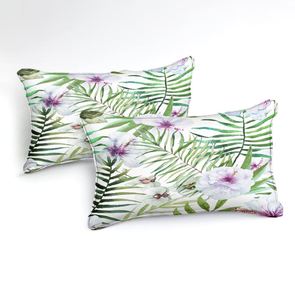 2/3-Piece Purple Floral Palm Leaf Print Duvet Cover Set - Image 2