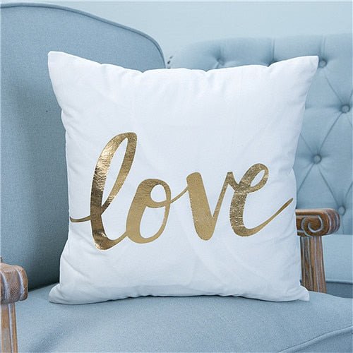 18?? White & Gold Printed Microfiber Throw Pillow Cover - Image 8