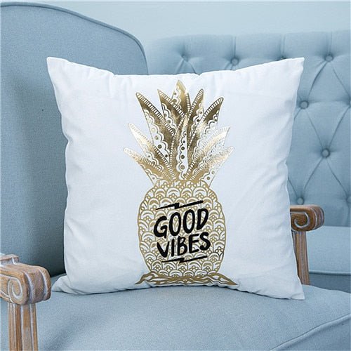 18?? White & Gold Printed Microfiber Throw Pillow Cover - Image 12