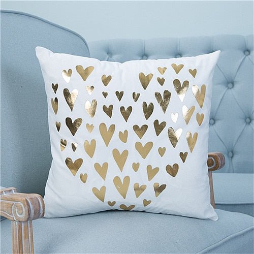 18?? White & Gold Printed Microfiber Throw Pillow Cover - Image 7