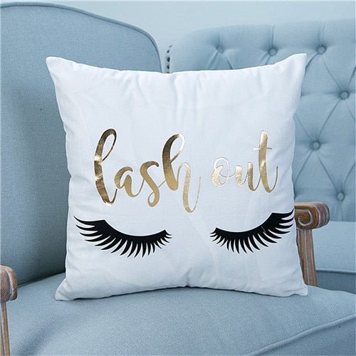 18?? White & Gold Printed Microfiber Throw Pillow Cover - Image 15