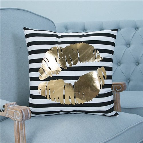 18?? White & Gold Printed Microfiber Throw Pillow Cover - Image 19