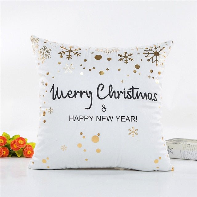 18?? White & Gold Printed Microfiber Throw Pillow Cover - Image 22
