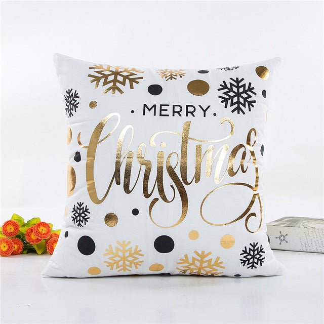 18?? White & Gold Printed Microfiber Throw Pillow Cover - Image 21