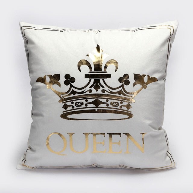 18?? White & Gold Printed Microfiber Throw Pillow Cover - Image 14