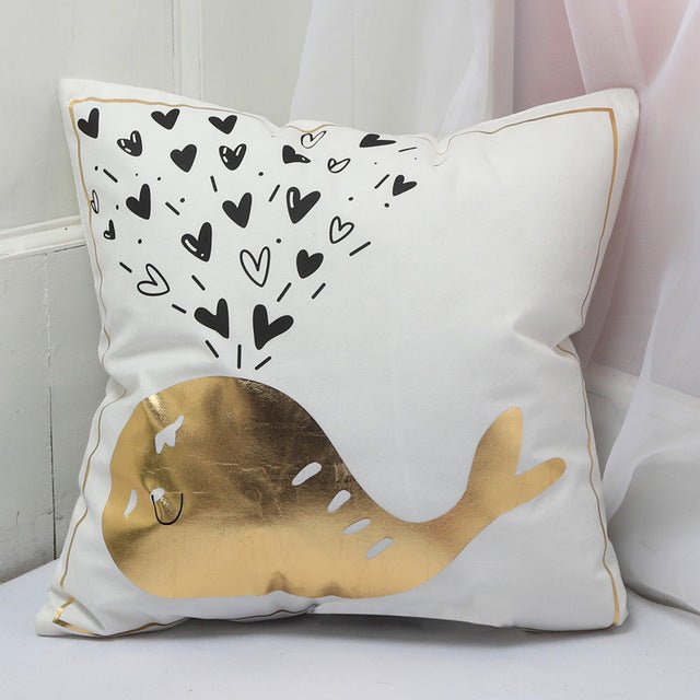 18?? White & Gold Printed Microfiber Throw Pillow Cover - Image 17