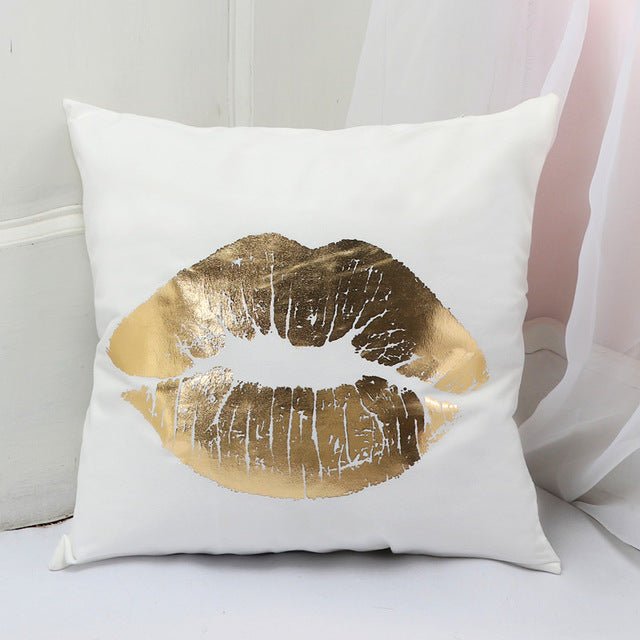 18?? White & Gold Printed Microfiber Throw Pillow Cover - Image 9