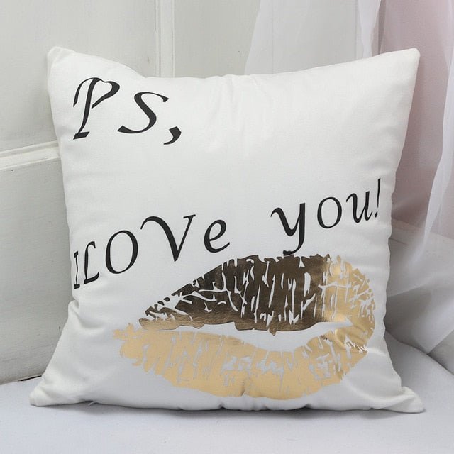 18?? White & Gold Printed Microfiber Throw Pillow Cover - Image 10