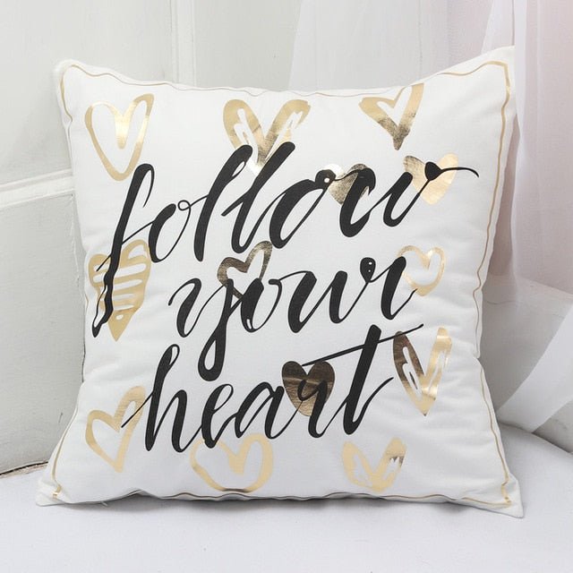 18?? White & Gold Printed Microfiber Throw Pillow Cover - Image 11