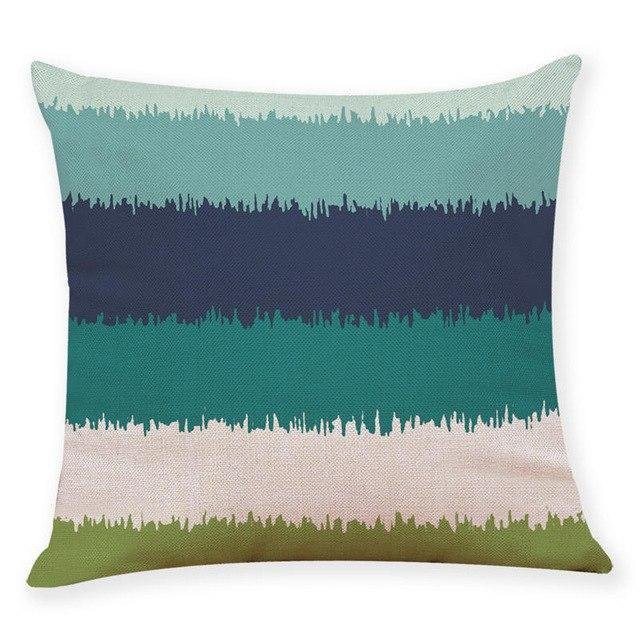 18?? Blue / Green Geometric Pattern Throw Pillow Cover - Image 7