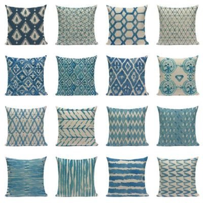 18?? Blue Abstract Watercolor Pattern Throw Pillow Cover