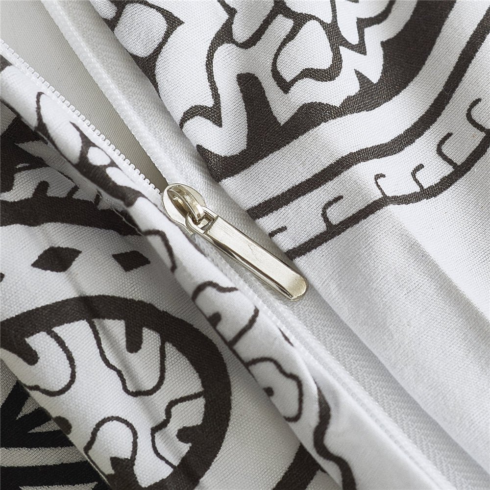White 2/3-Piece Boho Geometric Pattern Duvet Cover Set - Image 3