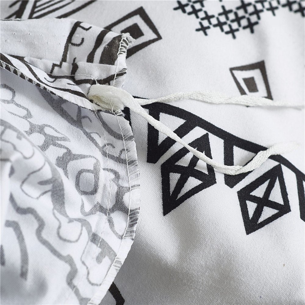 White 2/3-Piece Boho Geometric Pattern Duvet Cover Set - Image 4