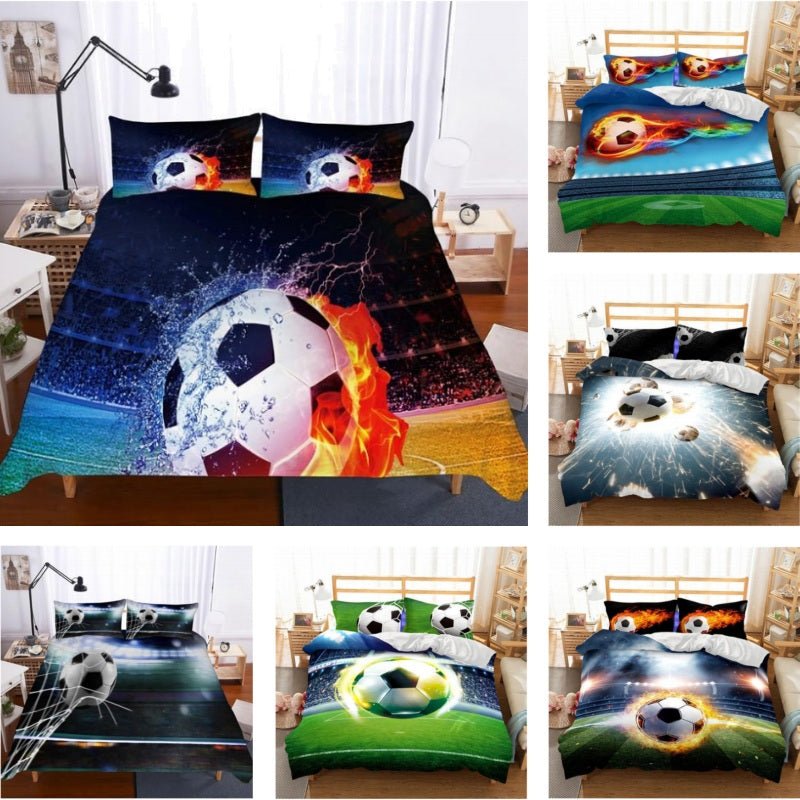 2/3-Piece Action Soccer Ball Duvet Cover Bedding Set